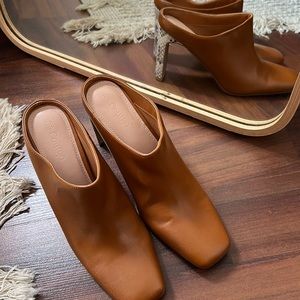 Faux Leather Mule Heels